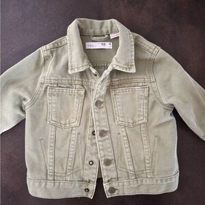 Zara Kids Olive Green Denim Jacket